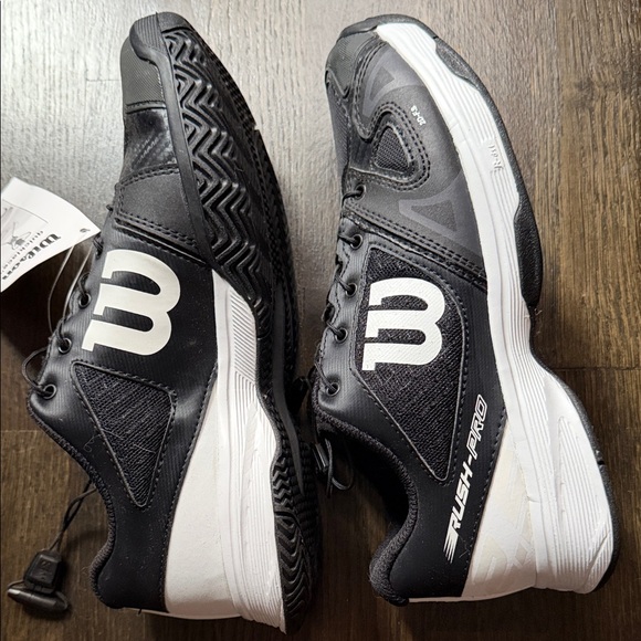 Kids Wilson Black and White Athletic Shoes - Picture 3 of 5